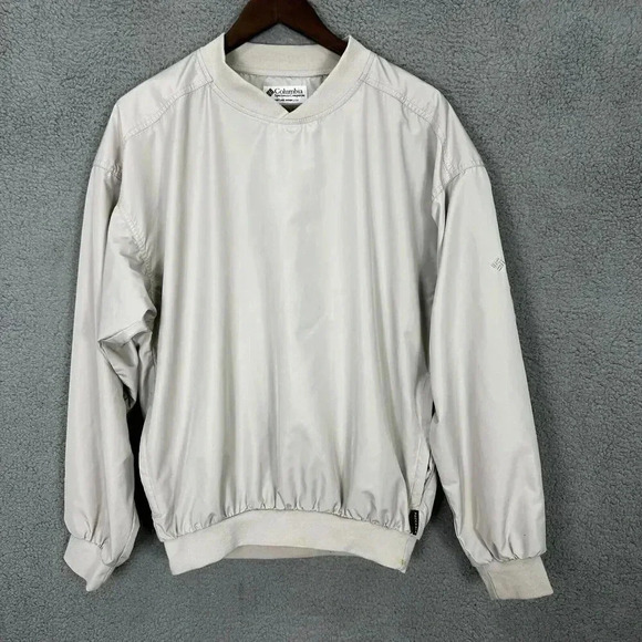 Columbia‎ Jacket Mens medium beige Windbreaker V Neck Pullover Packable gorpcore - Picture 1 of 11